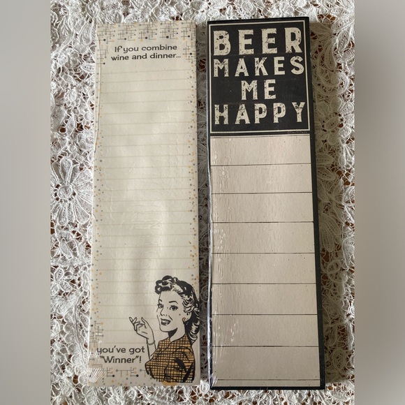 NWT magnetic Notepads WINE & BEER Fun Novelty Pair 9 1/2” x 2 3/4” GREAT… - Picture 1 of 6